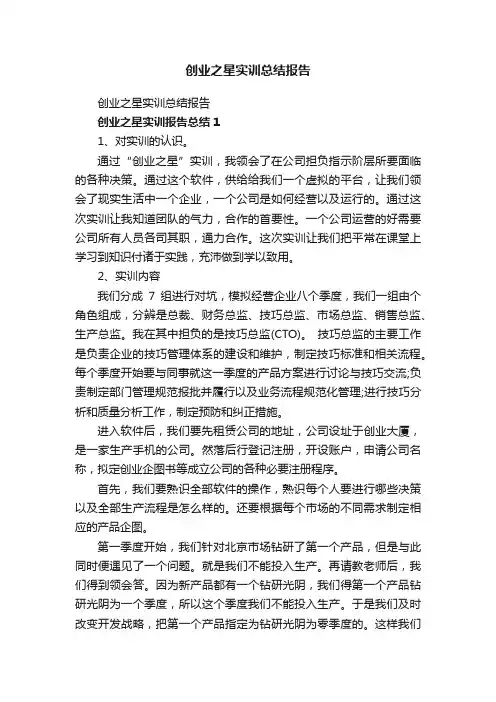 创业之星实训总结报告