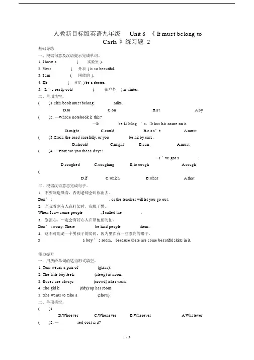 人教新目标版英语九年级Unit8《ItmustbelongtoCarla》练习题2.doc