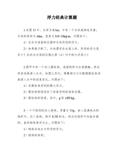 浮力经典计算题