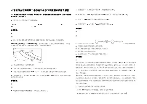 山东省烟台市海阳第二中学高三化学下学期期末试题含解析