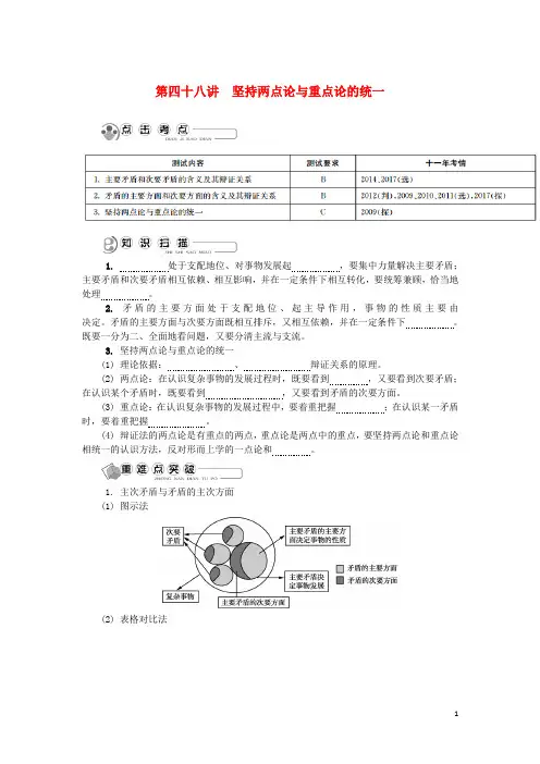 高中政治学业水平测试复习第四十八讲坚持两点论与重点论的统一讲解新人教必修