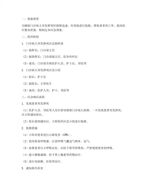 门诊病人突发猝死应急预案