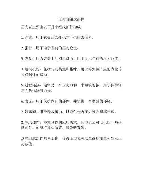 压力表组成部件