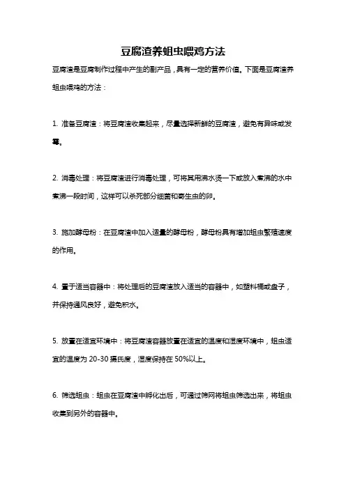 豆腐渣养蛆虫喂鸡方法