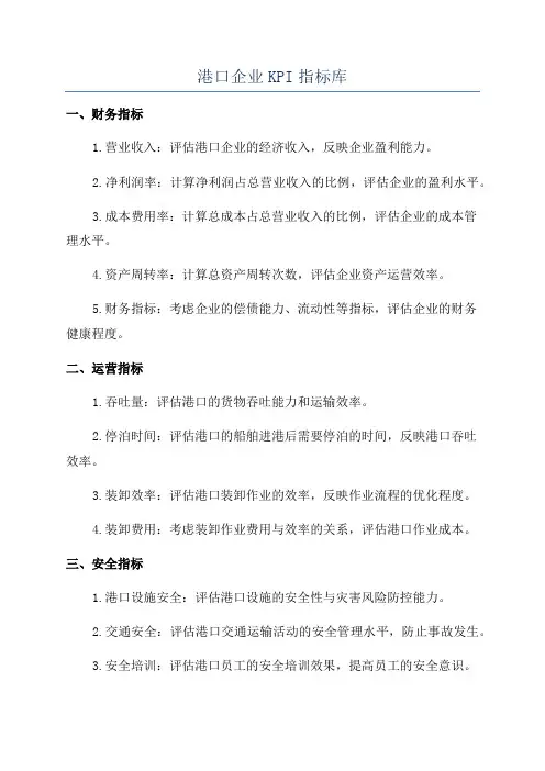 港口企业KPI指标库