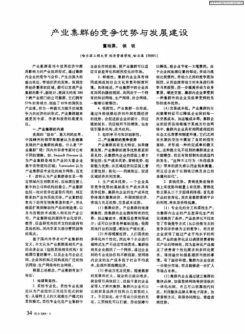 产业集群的竞争优势与发展建设