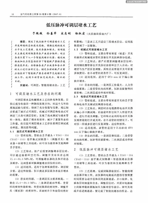 低压脉冲可调层堵水工艺