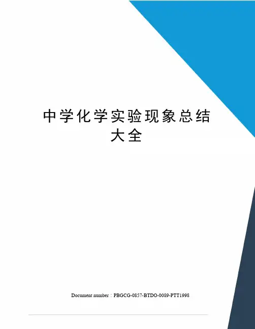 中学化学实验现象总结大全