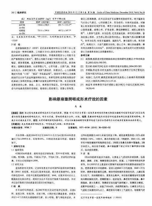 影响悬雍垂腭咽成形术疗效的因素
