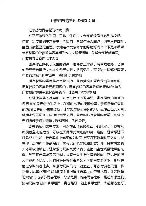 让梦想与青春起飞作文2篇