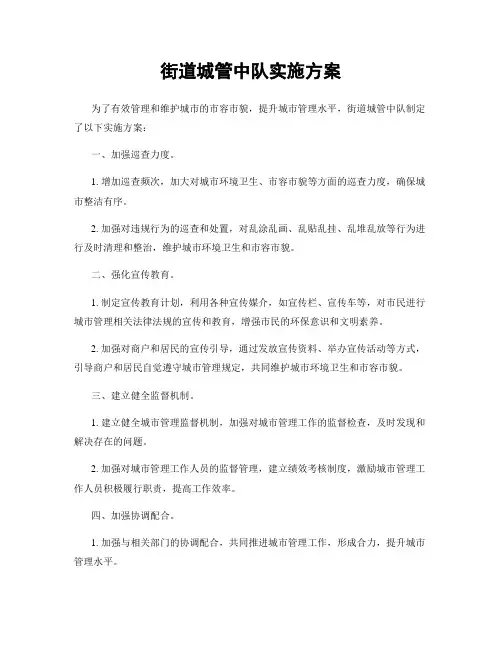 街道城管中队实施方案