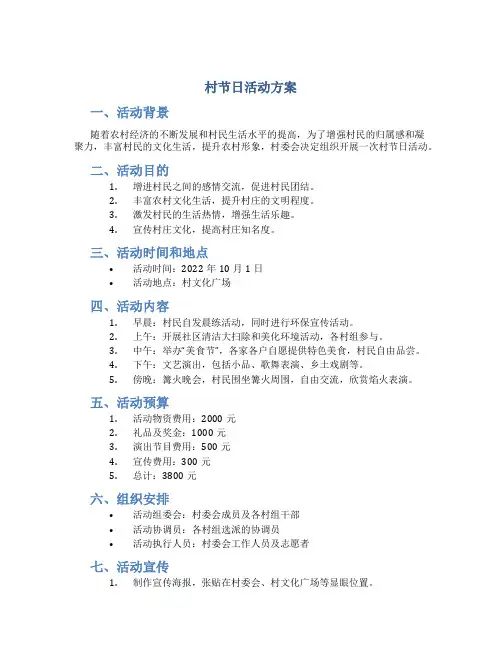 村节日活动方案