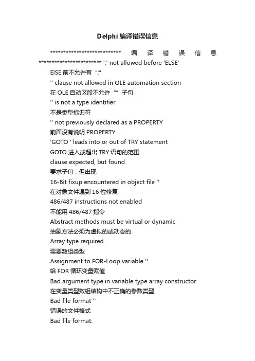 Delphi编译错误信息