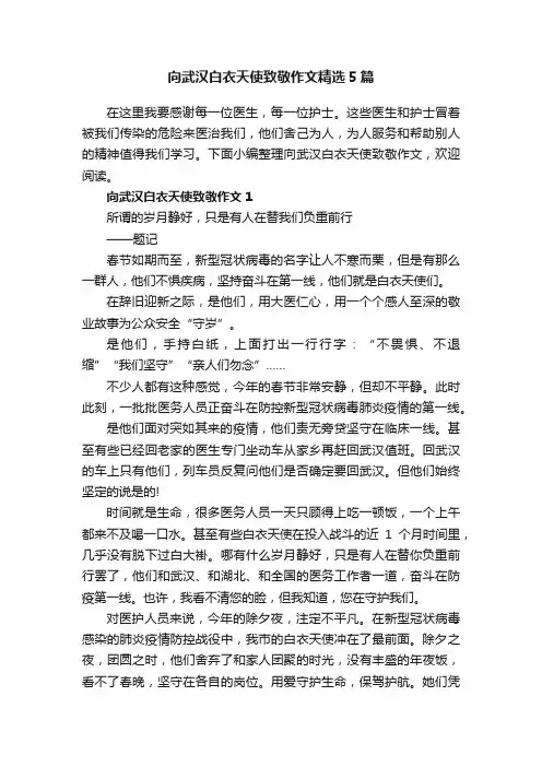 向武汉白衣天使致敬作文精选5篇