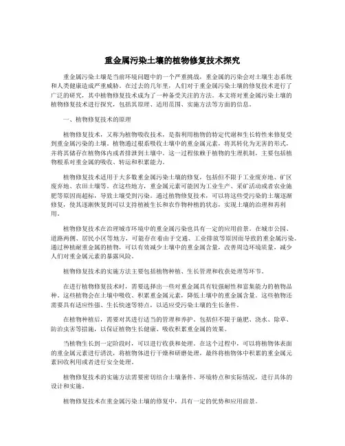 重金属污染土壤的植物修复技术探究