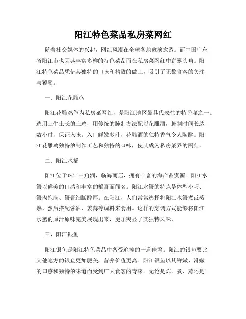 阳江特色菜品私房菜网红