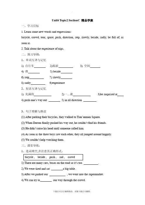 仁爱版英语八年级下册Unit6 Topic2 SectionC 精品学案