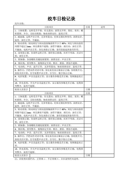绞车日周月检记录
