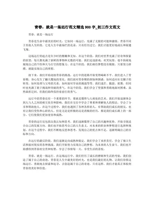 青春,就是一场远行范文精选900字_初三作文范文