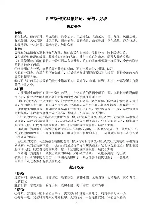 四年级作文好词好句