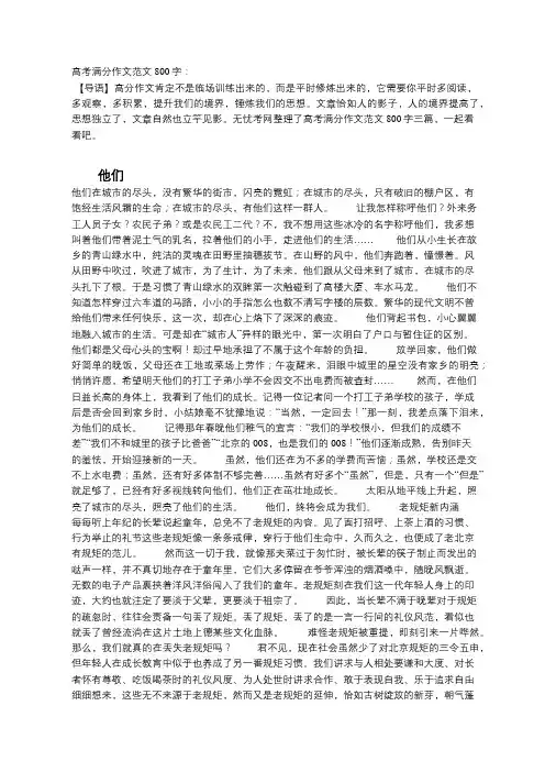 高考满分作文范文800字