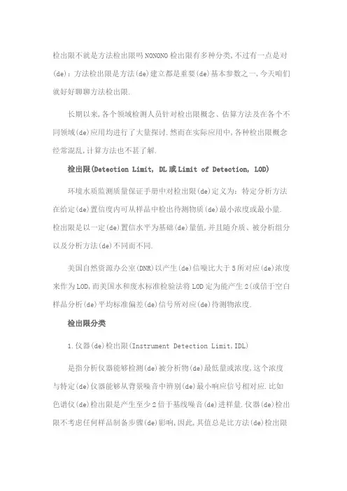 方法检出限计算方法