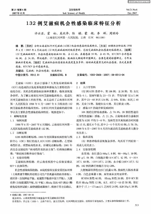 132例艾滋病机会性感染临床特征分析