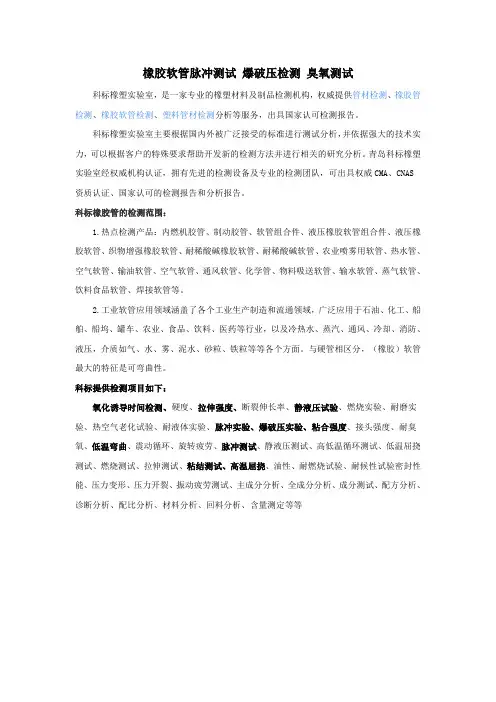 橡胶软管脉冲测试 爆破压检测 臭氧测试