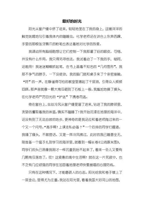 初三作文：最好的时光作文800字