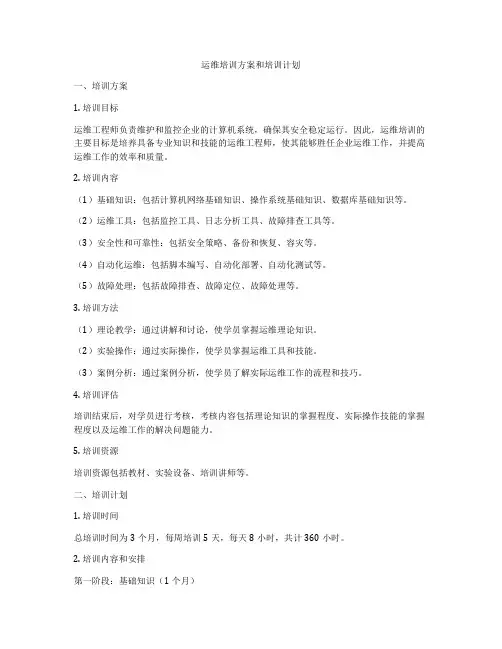 运维培训方案和培训计划
