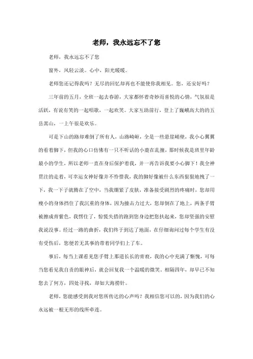 老师,我永远忘不了您_初中初三作文500字