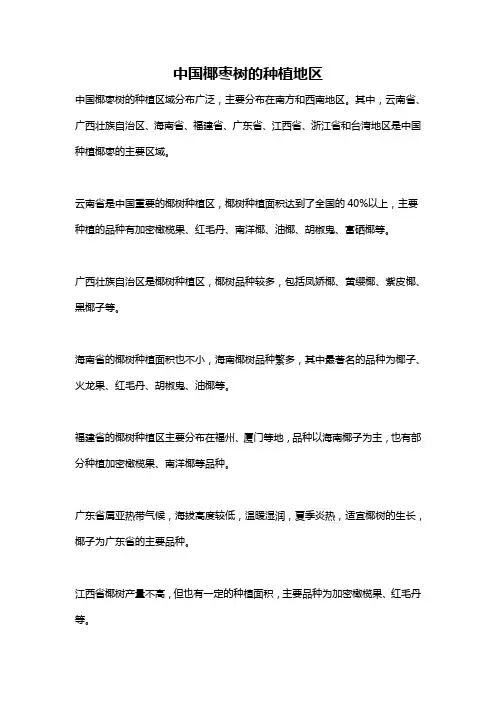 中国椰枣树的种植地区