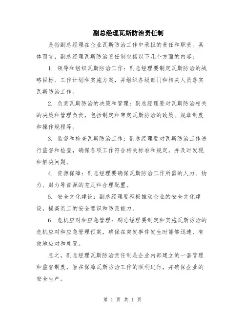 副总经理瓦斯防治责任制
