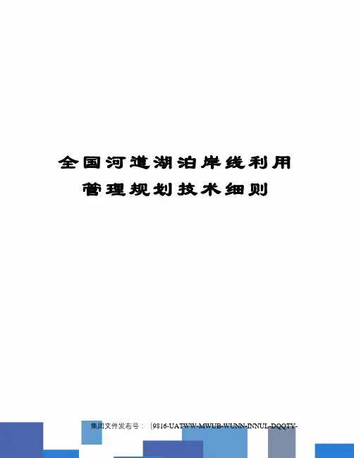 全国河道湖泊岸线利用管理规划技术细则