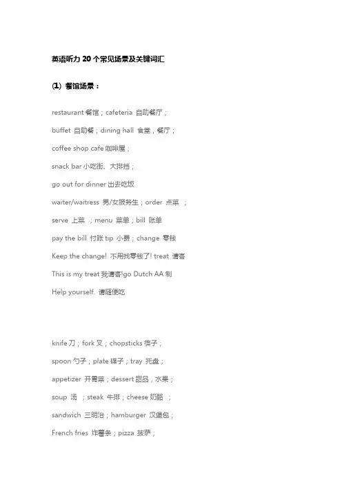 中考英语听力20个常见场景及关键词汇