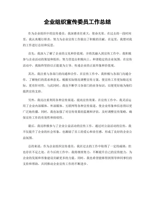 企业组织宣传委员工作总结