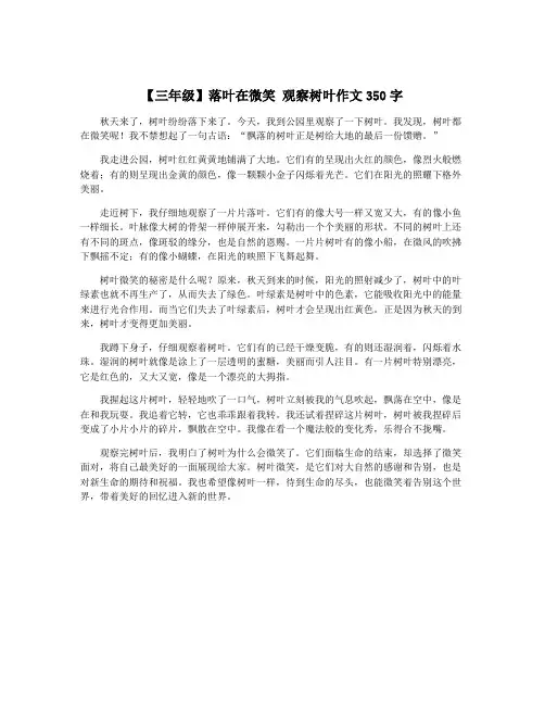 【三年级】落叶在微笑 观察树叶作文350字