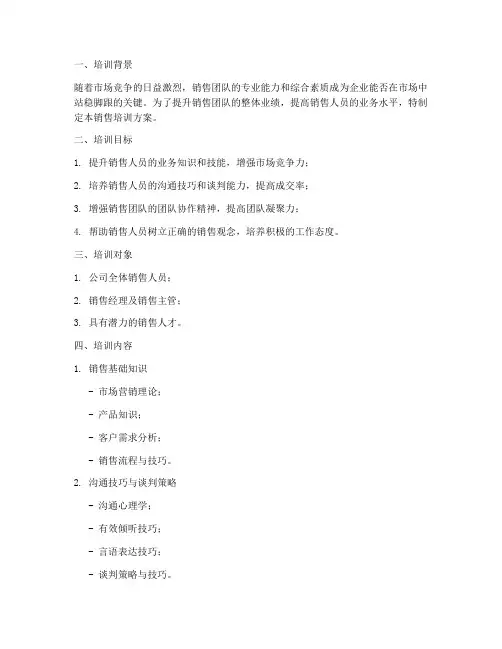 销售培训方案模板完整