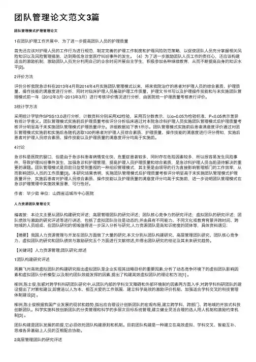团队管理论文范文3篇