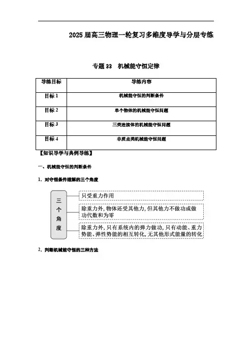 专题33 机械能守恒定律-2025版高三物理一轮复习多维度导学与分层专练