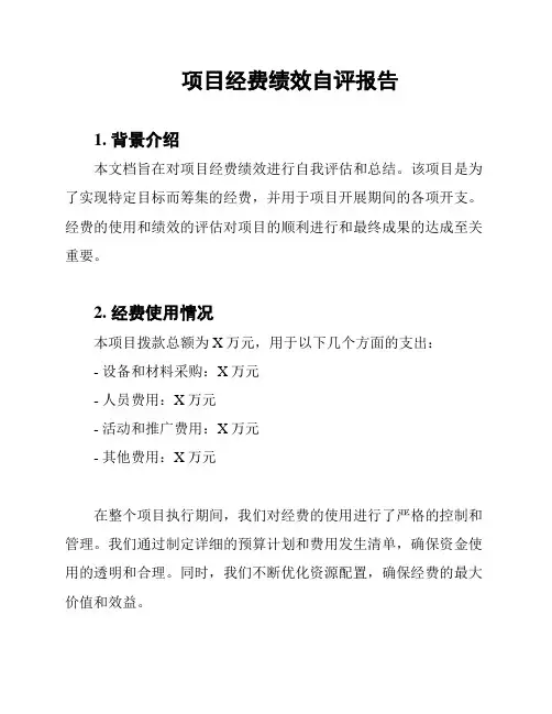 项目经费绩效自评报告