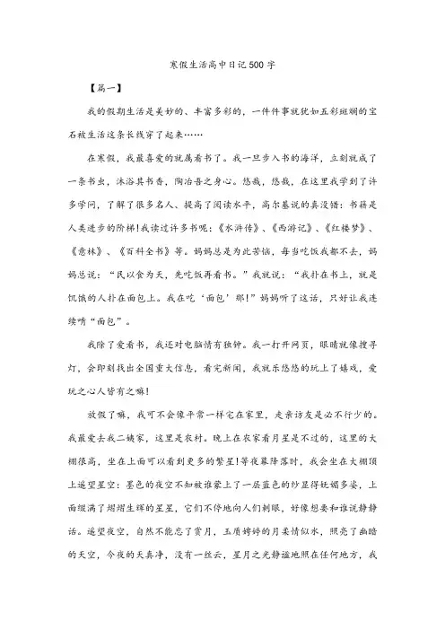 寒假生活高中日记500字