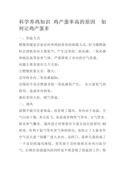 科学养鸡知识 鸡产蛋率高的原因  如何让鸡产蛋多