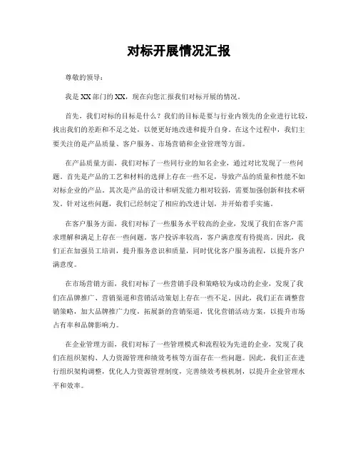 对标开展情况汇报