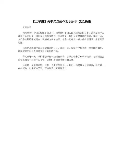 【二年级】关于元旦的作文200字 元旦快乐