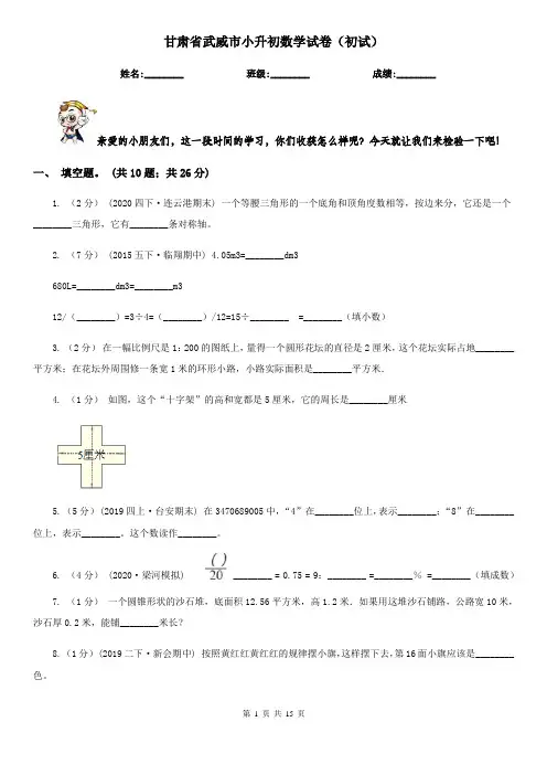 甘肃省武威市小升初数学试卷(初试)
