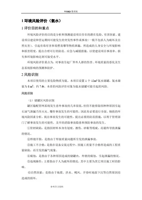 氨水__风险评价
