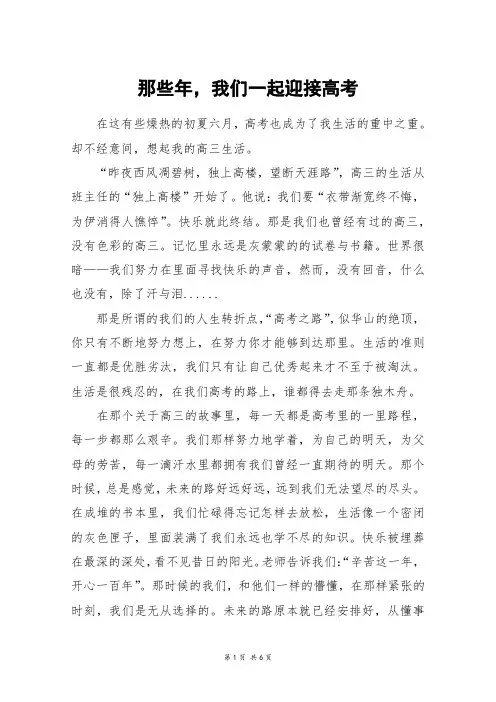 那些年,我们一起迎接高考_高三作文