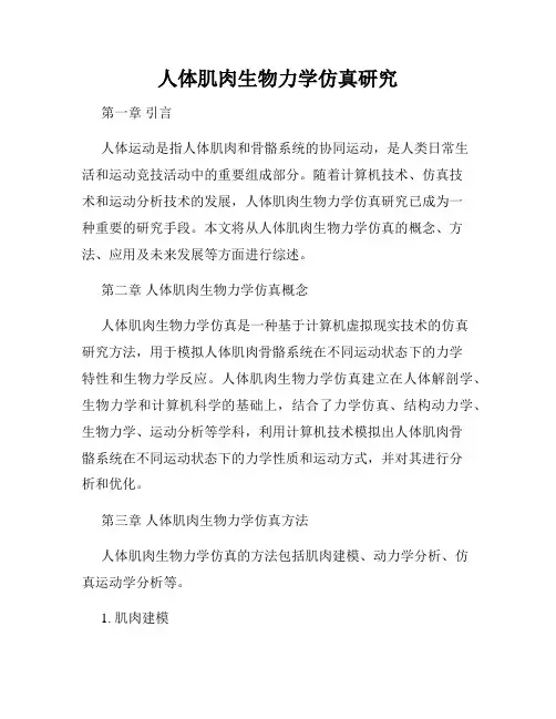 人体肌肉生物力学仿真研究