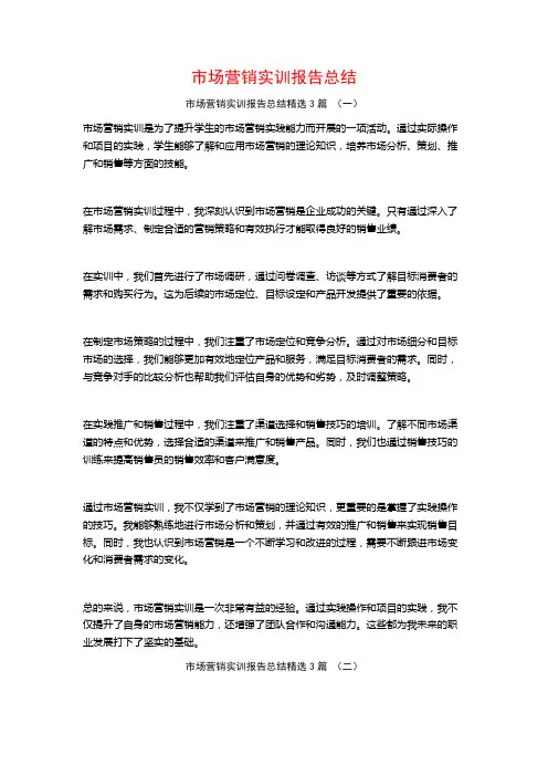 市场营销实训报告总结3篇